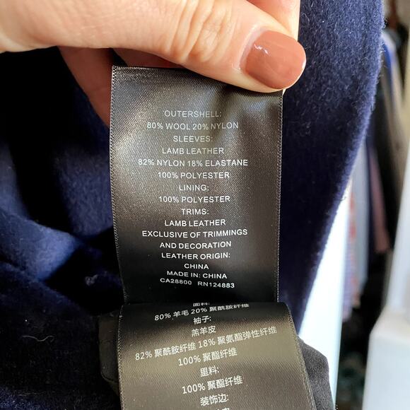 RUDSAK Modina Hooded Coat with Leather Sleeves in Night Blue Small - Picture 11 of 11